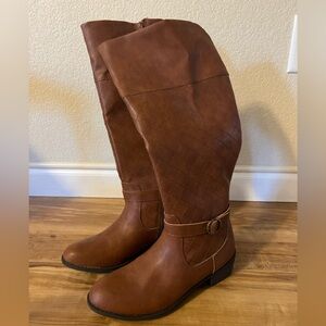 Women’s St John’s Bay Cognac Deer Knee High Block Heel Boots - Brown